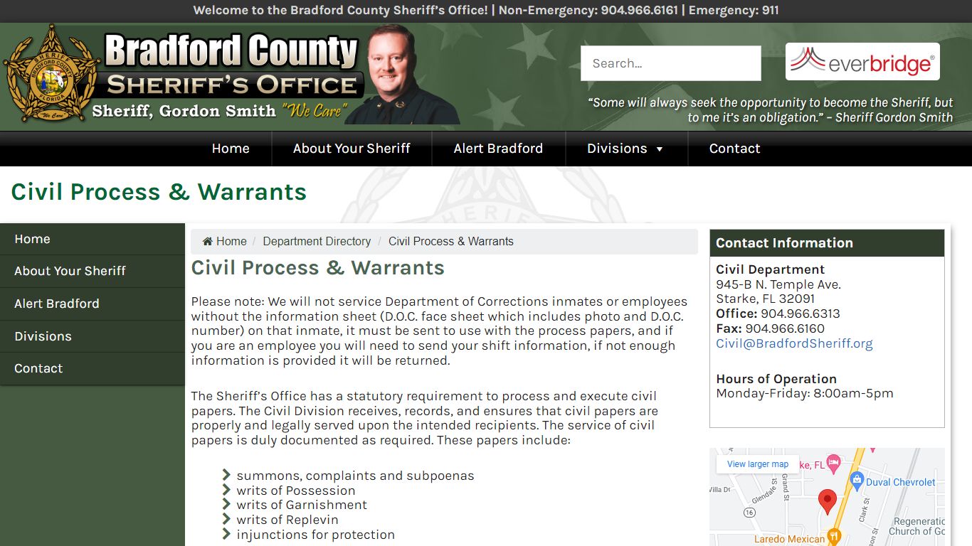 Civil Process & Warrants – Bradford County Sheriff’s Office